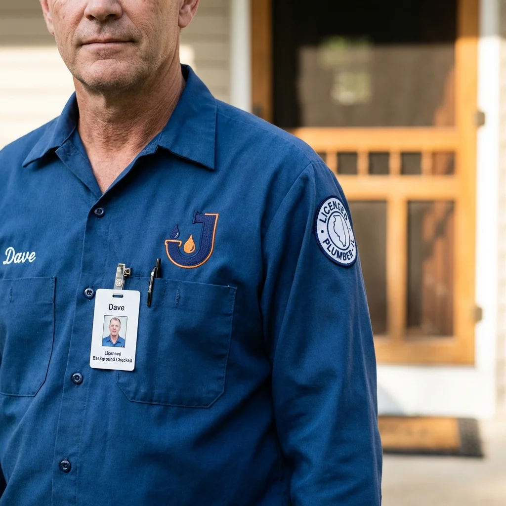 Licensed plumber showing ID badge in Leetonia, OH