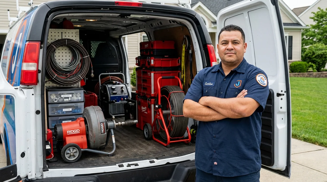 Professional drain cleaning equipment and Johns Plumbing LLC plumber in Leetonia