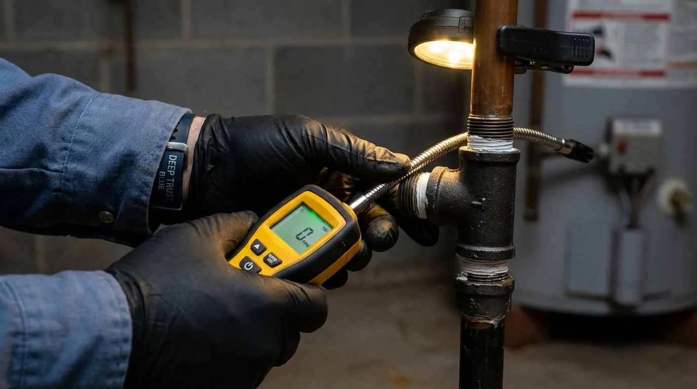 Gas leak detection with electronic sniffer by Johns Plumbing LLC in Leetonia
