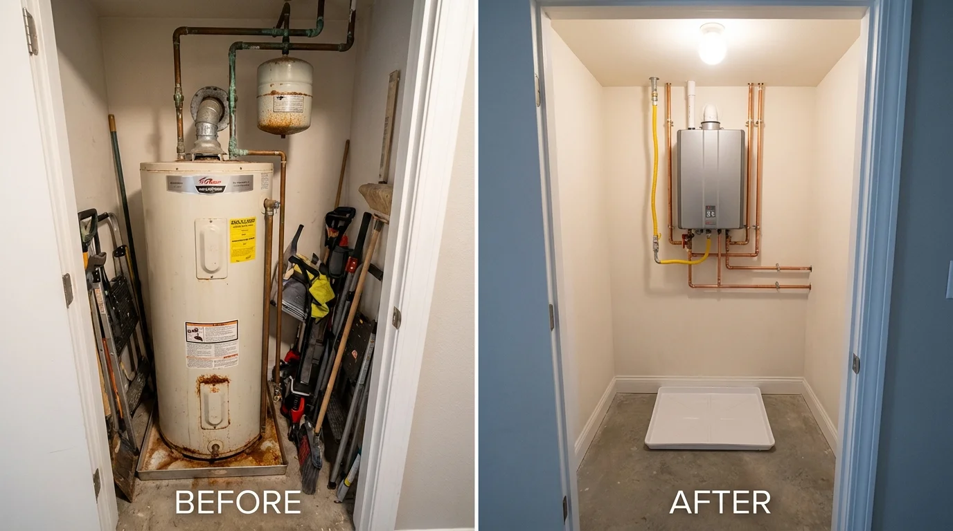 Tank water heater versus wall-mounted tankless unit comparison for Leetonia, OH homeowners